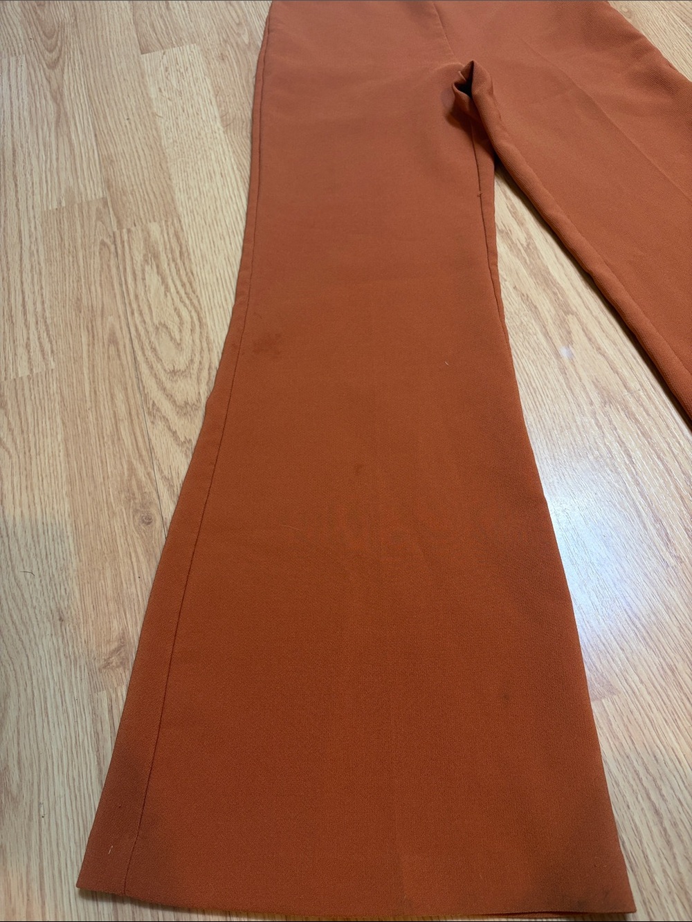 Rust Orange Flared Knit Pants - Picture 2 of 4